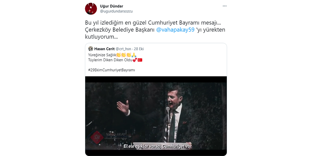 Uğur Dündar’dan Başkan Akay’a övgü dolu sözler