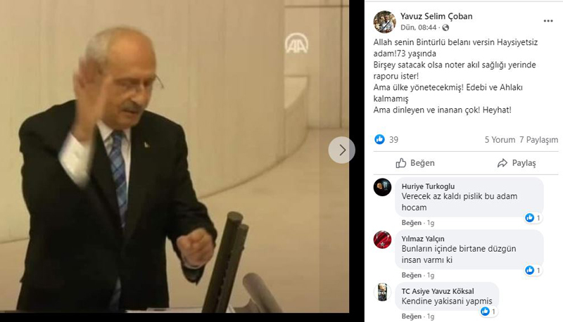 Diyanet-Sen Saray İlçe Başkanı Kılıçdaroğlu’nu hedef aldı: Allah senin bin türlü belanı versin